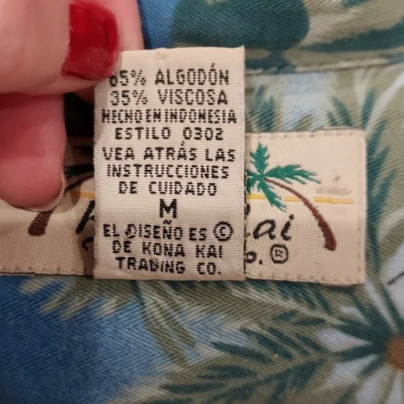 *Men's Kona Kai Hawaiian Print Beach Scene Cotton Blend Camp Shirt Size Medium - Picture 7 of 9